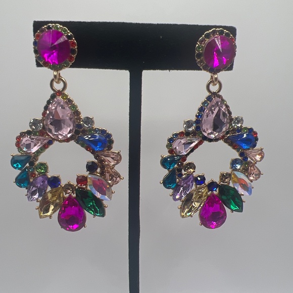 Multi-stone color earrings - pierced - Picture 1 of 6